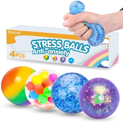 BESNEL Groovy Stress Ball Squeeze Toy - Glob Shape - Multicolored