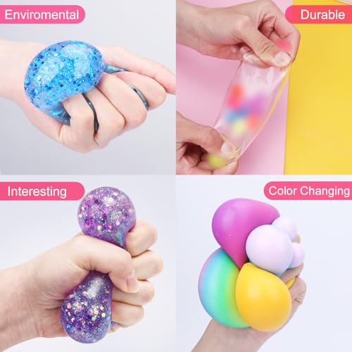BESNEL Groovy Stress Ball Squeeze Toy - Glob Shape - Multicolored