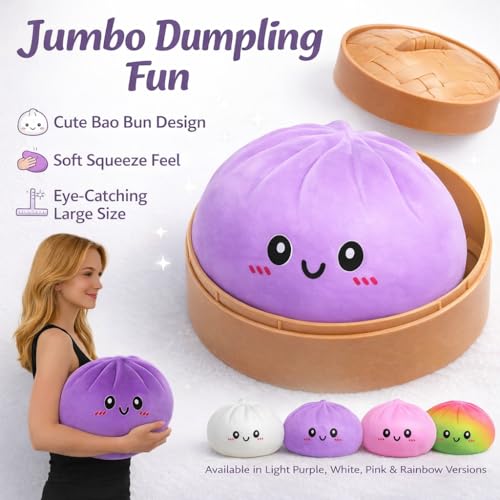 Giant Dumpling Squishy - Doughy Light Purple Bao Bun Toy