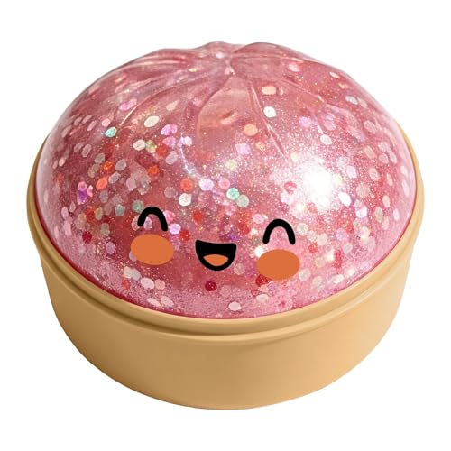 Giant Dumpling Squishy - Doughy Pink Glitter Bao Bun Toy