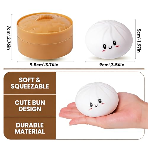 Giant Dumpling Squishy - Doughy Pink Glitter Bao Bun Toy