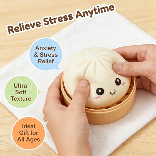 Giant Dumpling Squishy - Doughy Pink Glitter Bao Bun Toy