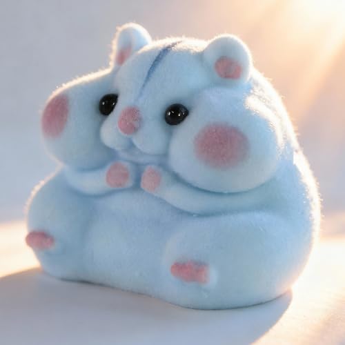 Handmade Shaggy Taba Hamster Squeeze Toy - Glob Shape - Blue