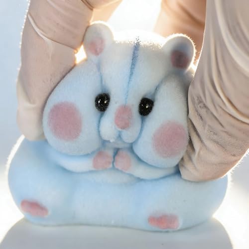 Handmade Shaggy Taba Hamster Squeeze Toy - Glob Shape - Blue