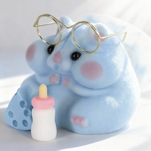 Handmade Shaggy Taba Hamster Squeeze Toy - Glob Shape - Blue