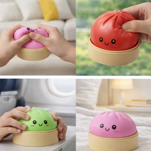 Hymhzy Doughy Dumpling Squishy Toy - Bao Bun Shape - Purple