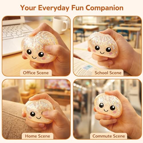 Kangerse Doughy Glitter Dumpling Squishy Toy - Bao Bun - Assorted