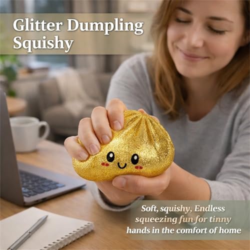 Koconh Glitter Dumpling Squishy Squeeze Toy - Bao Bun - White