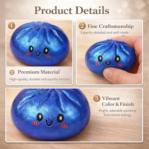 Koconh Glitter Dumpling Squishy Squeeze Toy - Bao Bun - White