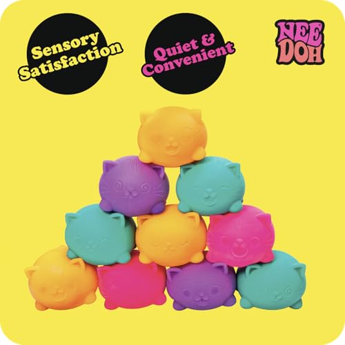 NeeDoh Groovy Teenie Cool Cat Squeeze Toy - Cat Shape - Multi