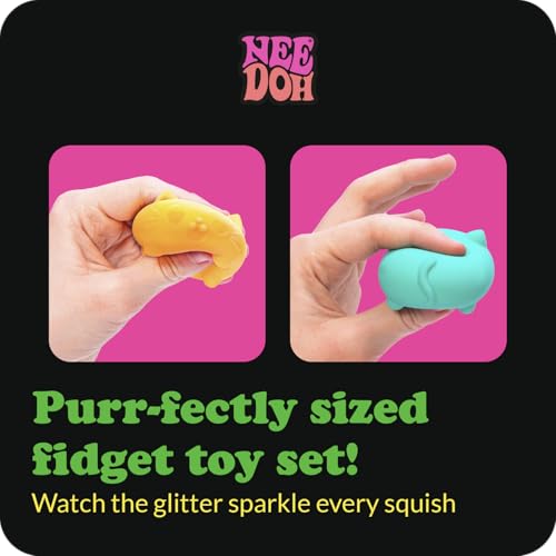 NeeDoh Groovy Teenie Cool Cat Squeeze Toy - Cat Shape - Multi