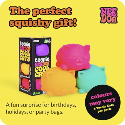 NeeDoh Groovy Teenie Cool Cat Squeeze Toy - Cat Shape - Multi