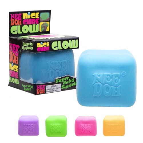 NeeDoh Super Solid Nice Cube Glow Squeeze Toy - Cube Shape - Multi