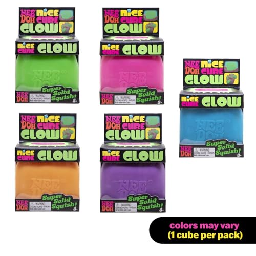 NeeDoh Super Solid Nice Cube Glow Squeeze Toy - Cube Shape - Multi