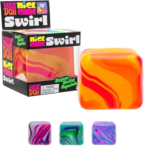 NeeDoh Super Solid Nice Cube Swirl Squeeze Toy - Cube Shape - Multi