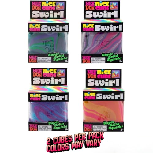 NeeDoh Super Solid Nice Cube Swirl Squeeze Toy - Cube Shape - Multi