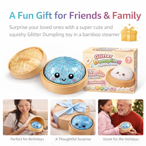 Povtav Glitter Dumpling Squishy - Doughy Rainbow Bao Bun Toy