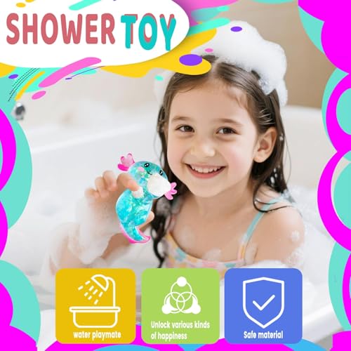 Puffwize Glitter Axolotl Squeeze Toy - Axolotl Shape - Blue