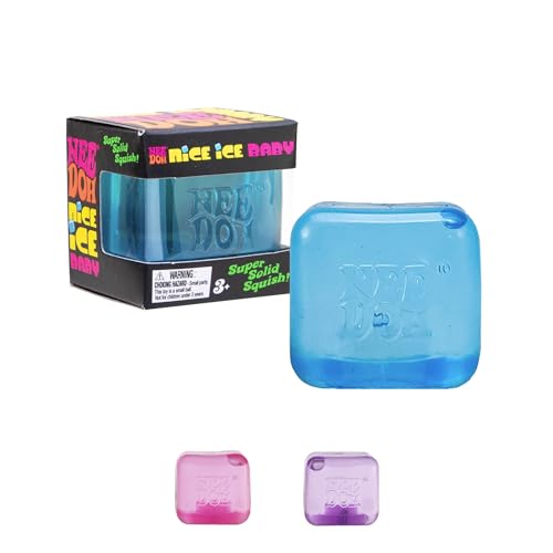 Schylling NeeDoh Nice Ice Baby Squeeze Toy - Cube Shape - Neon Blue