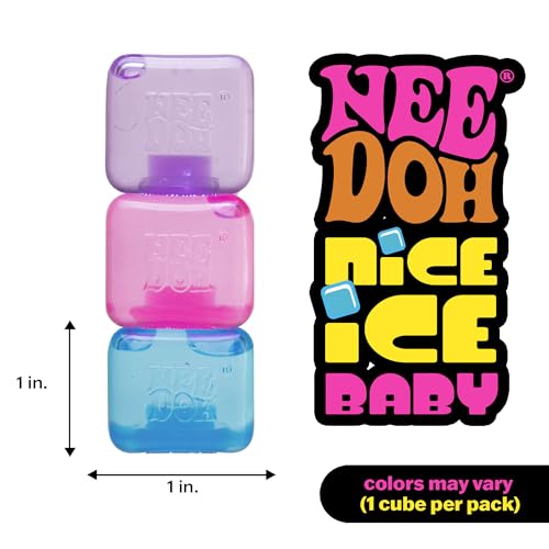 Schylling NeeDoh Nice Ice Baby Squeeze Toy - Cube Shape - Neon Blue