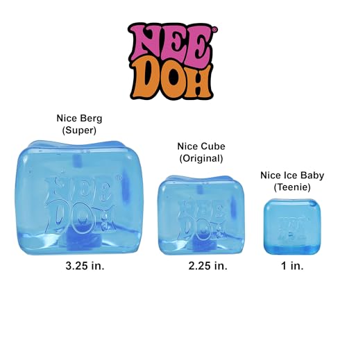 Schylling NeeDoh Nice Ice Baby Squeeze Toy - Cube Shape - Neon Blue