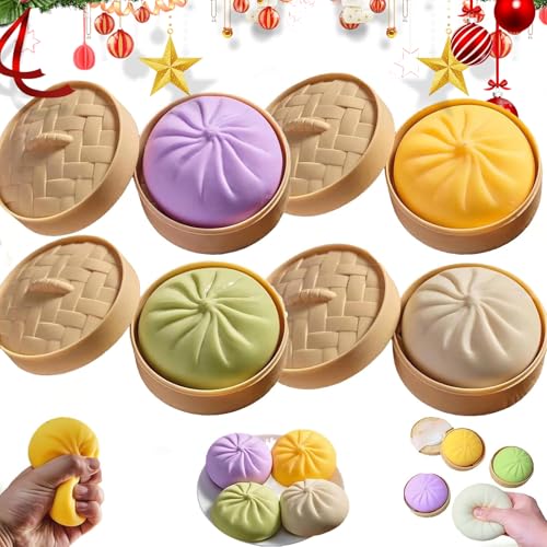 YAGUAN Glitter Dumpling Squishy - Doughy Assorted Bao Bun 4-Pack